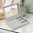 thumbnail image 3 of Jewelry Organizer Box Gift Large Capacity Holder Valentines Day for Earring Birthdays Wedding Gray, 3 of 7