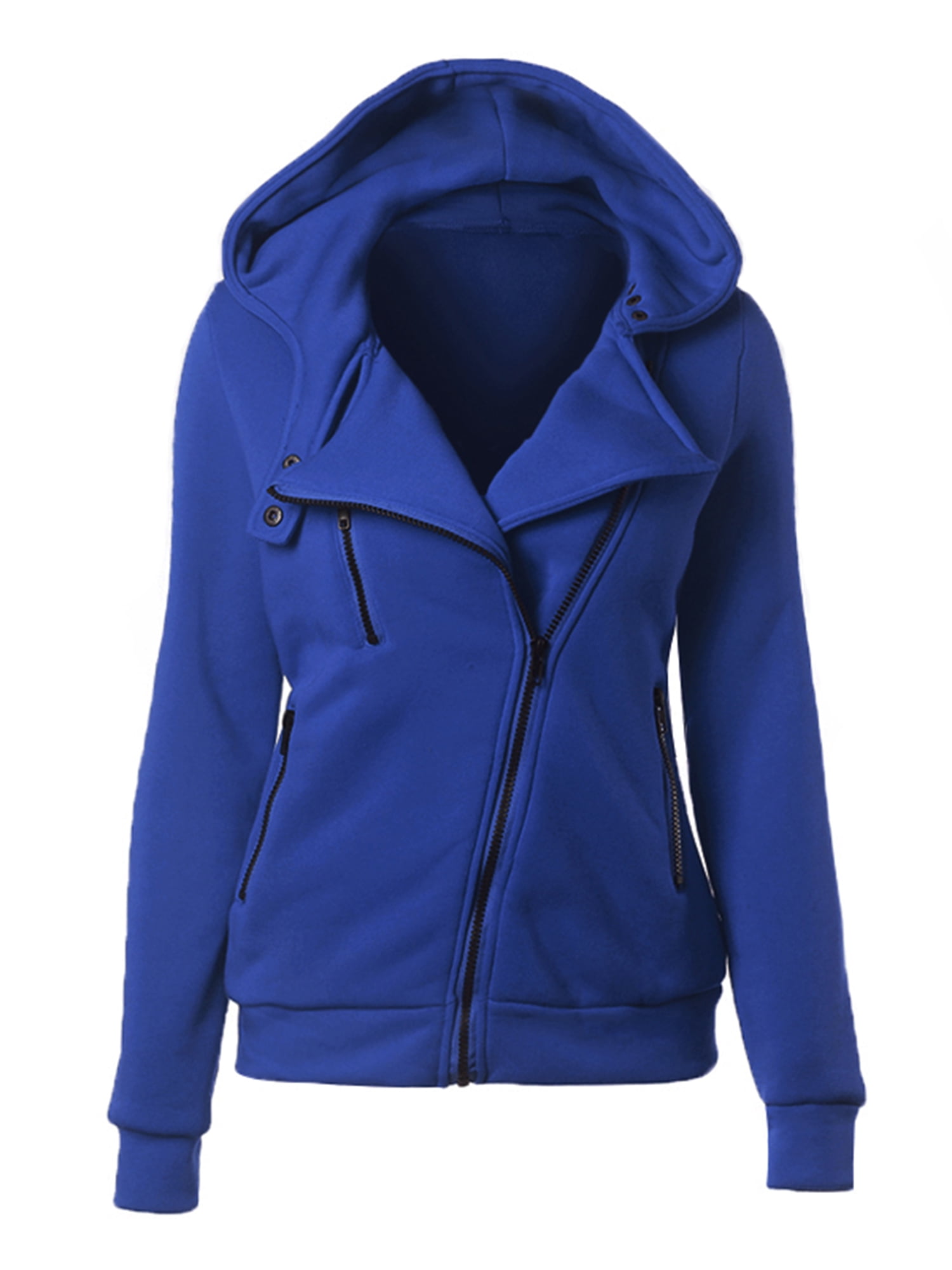 FUNIC Womens Hoodied Coat Oversized Long Sleeve Hoodies Sweatshirt Sweater Zipper Hooded Coat Pullover with Pocket