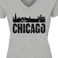 thumbnail image 4 of Inktastic Chicago Skyline Grunge Women's V-Neck T-Shirt, 4 of 5