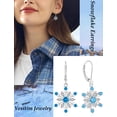 thumbnail image 3 of VESITIM Snowflake Earrings for Women 925 Sterling Silver Winter Dangle Drop Earrings Birthstone Created Aquamarine Leverback Jewelry for Christmas Gifts, 3 of 7