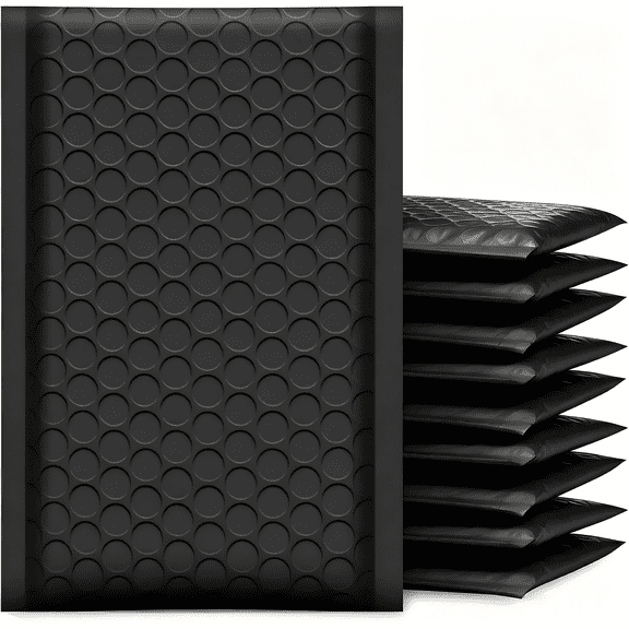 Bubble Mailers 4x8 Inch Black 50 Pack Usable Size 4x7 Padded Envelopes Small Business Mailing Package Opaque Self Seal Adhesive Waterproof Boutique Shipping Bags for Jewelry Makeup Supplies