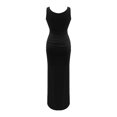 thumbnail image 3 of Robe en Coton pour Femmes Robes d'Été Mode Décontractée Col Rond Ajustée Plissée avec Ceinture Vêtements pour Adultes Femmes Noir Taille m, 3 of 5