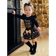 thumbnail image 3 of Loicainy Infant Baby Girl New Year Outfit 3 6 12 18 Months Letters Romper with Shorts Bow Headband Socks Clothes Set, 3 of 9