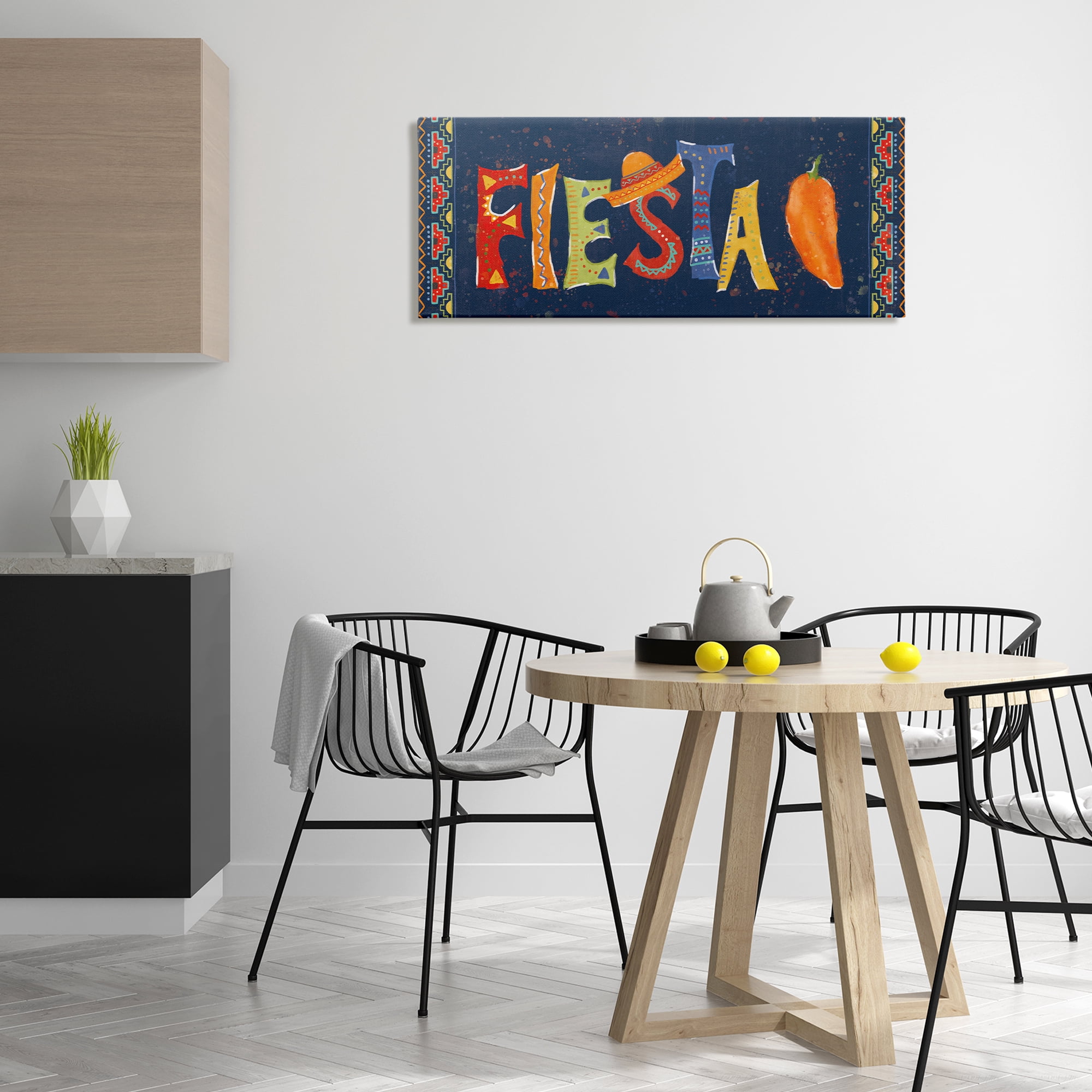 Stupell Industries Fiesta con Pimiento Colorido Food & Beverage Painting Wrapped Canvas Art Print Wall Art, 40 x 17