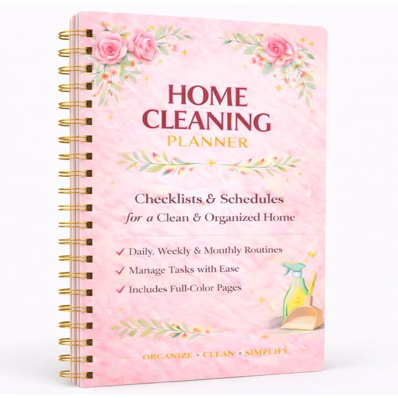 Home Cleaning Planner Spiral Notebook, Household Chore Checklist Organizer for Home Management