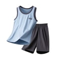 thumbnail image 2 of SGFCWSX Boys 2 Piece Outfits Sleeveless Tank Top and Shorts Set Summer Casual Breathable Soft Playwear Sky Blue Size 10, 2 of 9