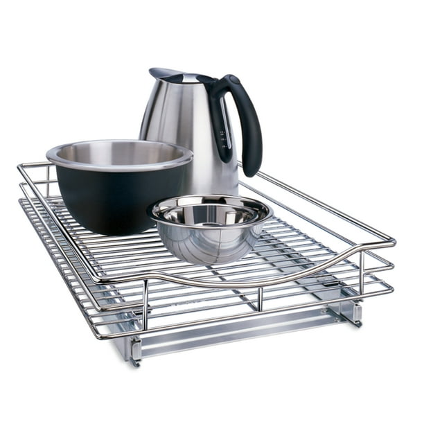 Lynk Professional Slide Out Cabinet Organizer Pull Out Under Cabinet Sliding Shelf 14 Inch Wide X 21 Inch Deep Chrome Walmart Com Walmart Com