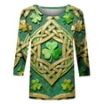 thumbnail image 4 of HOMBOM Womens Spring St.Patricks Day Shirts Irish Graphic Tees Bow Print 3/4 Sleeve Green Crewneck Tshirts for Women Basic, 4 of 5