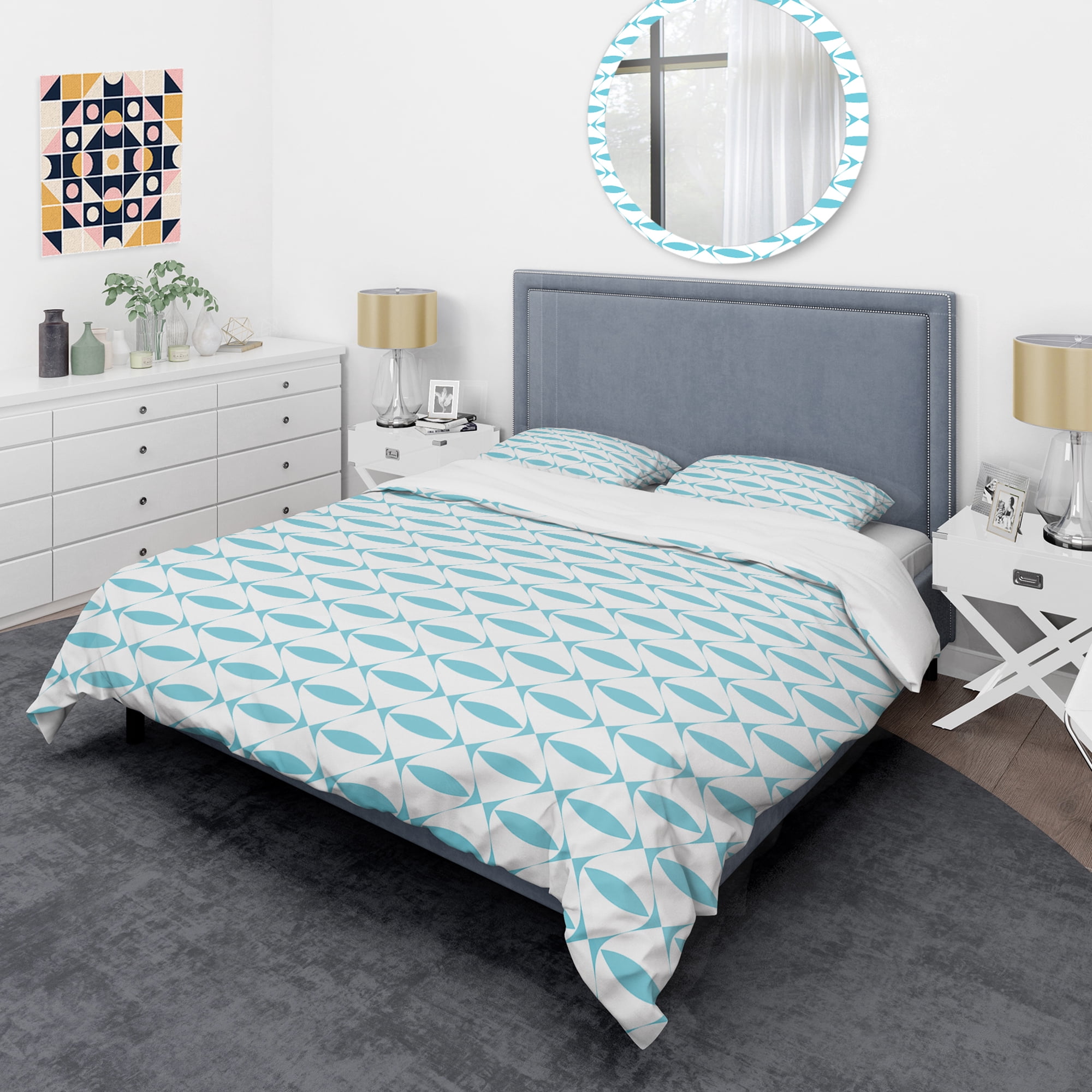 Designart 'Abstract Retro Geometrical Design III' Mid-Century Modern Duvet Cover Set