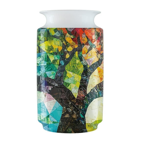 Colorful Tree Design 3D Puzzle Vase, Unique Decorative Jigsaw Puzzle Vase for Home and Office, Creative DIY Gift Idea