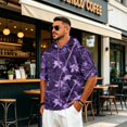 thumbnail image 5 of UDAUDU Mens Camo Shirts with Hood Breathable Lightweight Short Sleeve Hoodies Athletic Workout Fall Trendy Sweatshirt Purple 3XL, 5 of 8