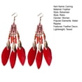 thumbnail image 7 of Hyasfey 1 Pair Women Hook Earring Beaded Feather Decor Retro Bohemian Ethnic Style Tassel Waterdrop Pendant Vacation Beach Hanging Earring Ear Jewelry, 7 of 7