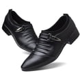 thumbnail image 3 of Men Wedding Slip On Loafers Shoes Formal Office Work Faux Leather Pointed Toe Shoes, 3 of 5