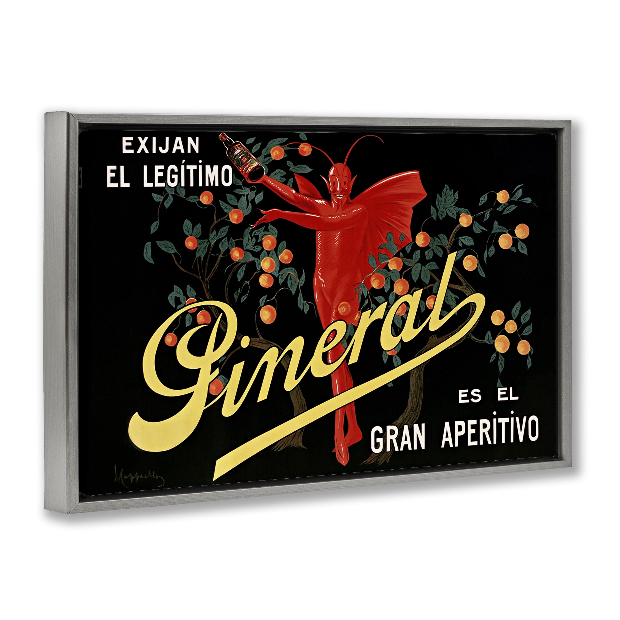 Stupell Industries Aperitif Poster with Character Gray Framed Floater Canvas Wall Art, design by Leonetto Cappiello