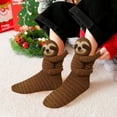 thumbnail image 2 of zaveiop Animal Socks, 3D Knit Animal Sloth Socks for women, Cute Plush Animals Hug Sock, Long Stocking Sock for Christmas Gifts (Brick Red, One Size), 2 of 6