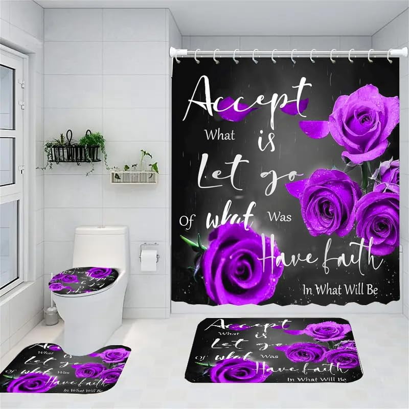 Marble Rules Shower Curtain Sets for Bathroom Decor, 72x72 Inches with Rugs and Accessories, Waterproof Machine Washable Bath Curtain… (Curtain Set-Relax)