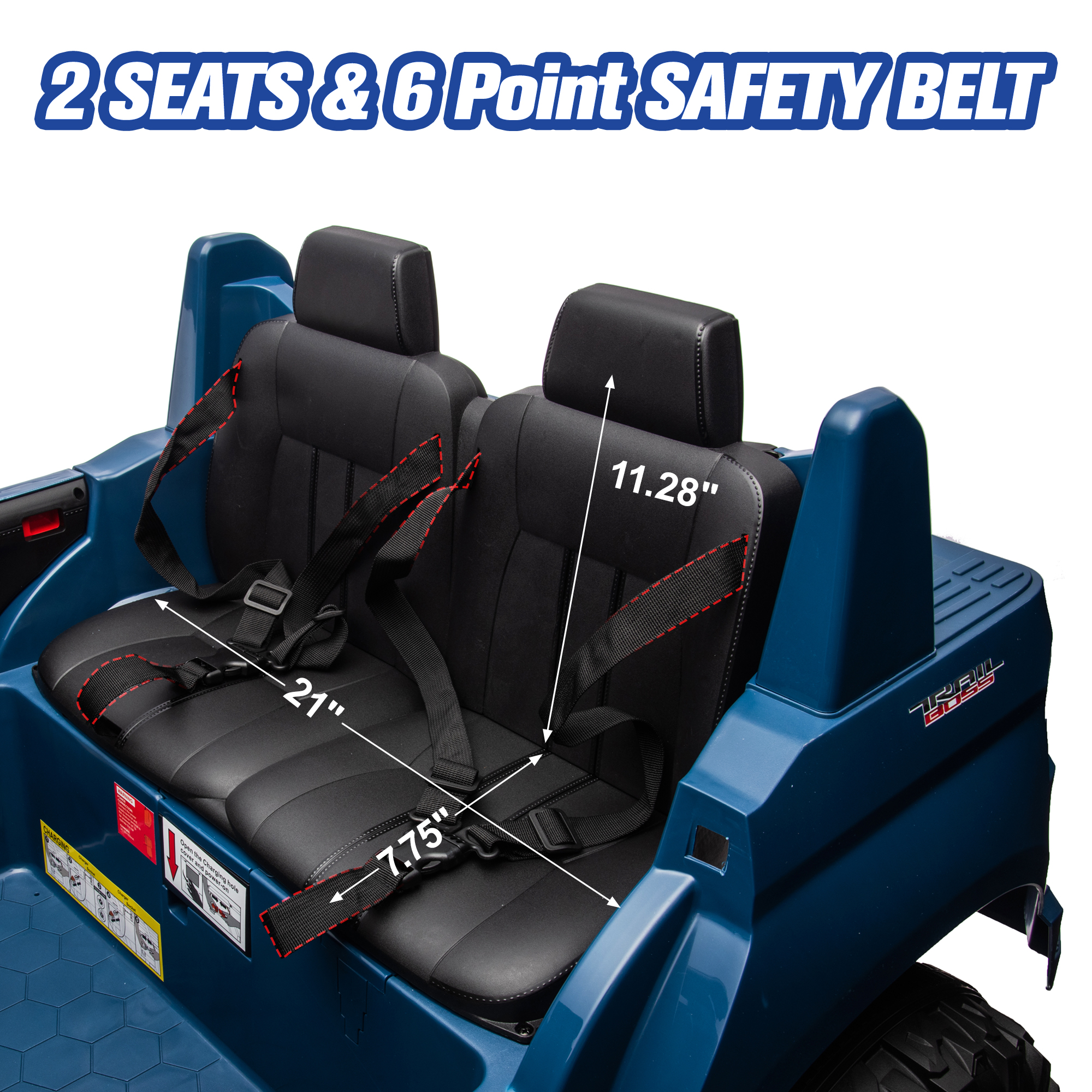 Chevrolet Silverado 24V Powered Ride on Cars for Kids, Extra large Real 2 Seat Ride on Toys with Remote Control, LED Light, MP3 Player, Electric Vehicles Ride on Truck for Boys Girls Gifts, Blue