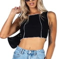 thumbnail image 1 of Top corto con cuello redondo, camisetas sin mangas versátiles, sin mangas, transpirables, con espalda cruzada, para mujeres y niñas, negro S, 1 of 8