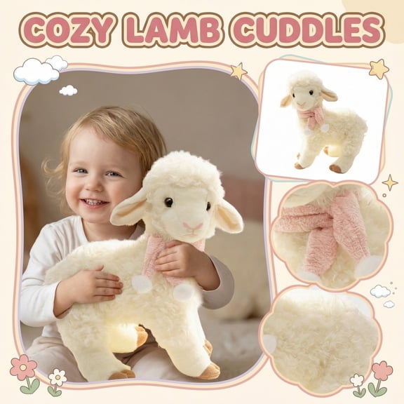Clearance! Standing Cute Sheep Plush Toy - Stuffed Animal for Home Decor, Soft Plushies for Bedroom, Great Gift for Kids, Lovely Plush Figure