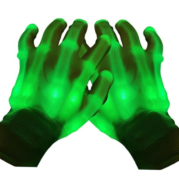 Guantes con luz Guantes portátiles Decoraciones luminosas Rendimiento Intermitente LED Guantes con luz para para fiestas Rave Verde XL jinwen Guantes iluminados