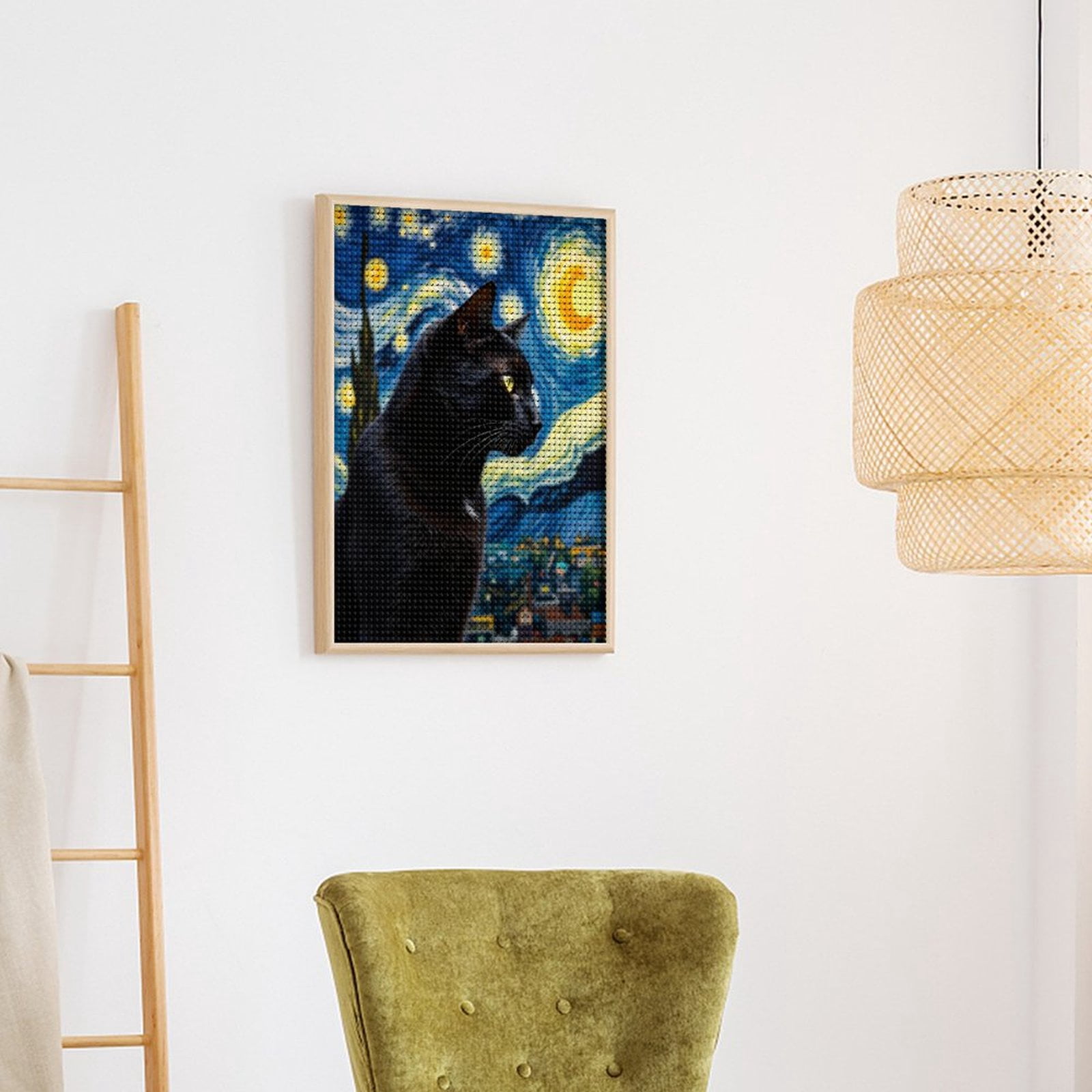 Diamond Art Kits for Adults, Starry Night Black Cat 5D Diamond Painting Kits for Adults Beginners, DIY Full Drill Diamond Painting, Gem Art and Crafts 12x16
