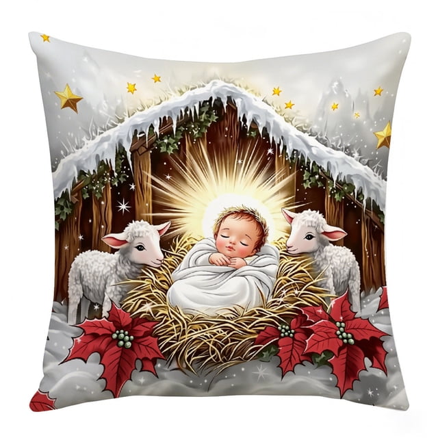 Lekihaqq Christmas Pillowcases Set Festive Holiday Decor Snowflake Reindeer Santa Claus Throw Pillow Covers Soft Linen Blend Sofa Bedroom Home Decorations