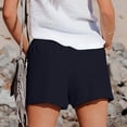 thumbnail image 3 of PIMSSY Women Casual Shorts Solid Color Straight Leg Lace Up Drawstring Pockets Classic High Waist Sports Loose Vacation Fashion Bottoms, 3 of 6