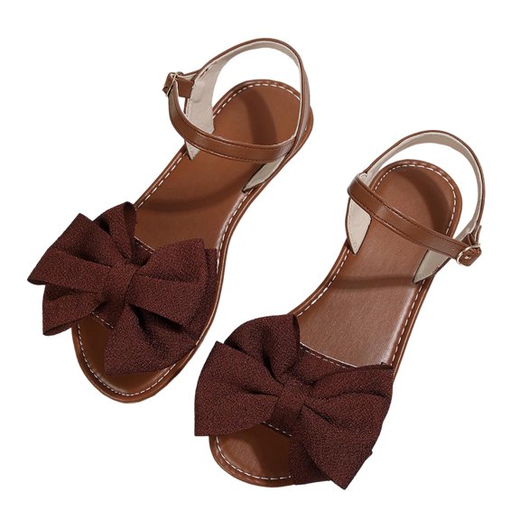 Noric Women's Summer Flat Sandals Open Toe Bow Tie Casual Slingback Flats Lightweight Comfortable Walking Beach Shoes