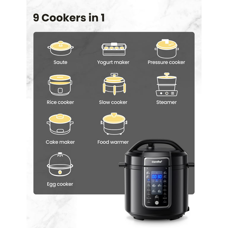 COMFEE' Rice Cooker, 6-in-1 Stainless Steel Multi Cooker, Slow Cooker,  Steamer, Saute, and Warmer, 2 QT, 8 Cups Cooked(4 Cups Uncooked), Brown  Rice
