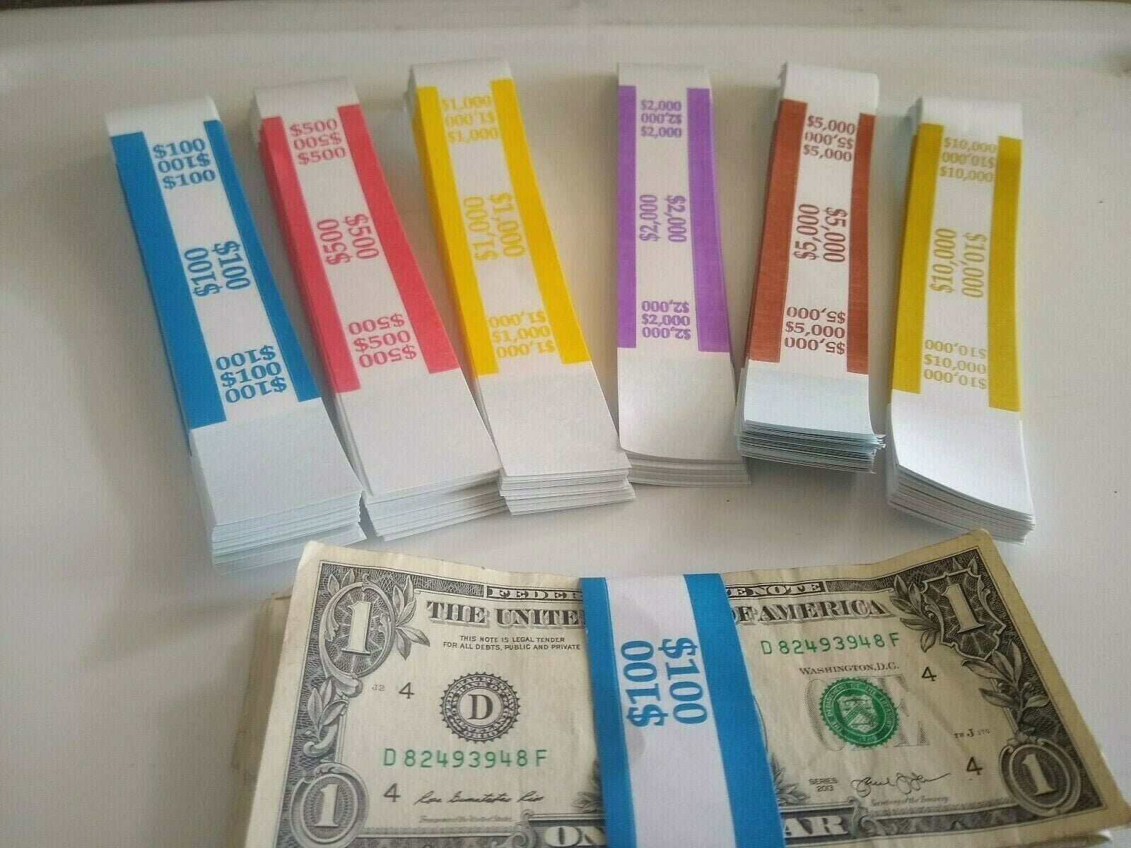 90 Self Sealing Currency Straps/Bands 100 500 1000 2000 5000
