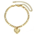 thumbnail image 3 of Hermah Gold Heart Initial Letter Anklet for Women Figaro Foot Chain, 3 of 7