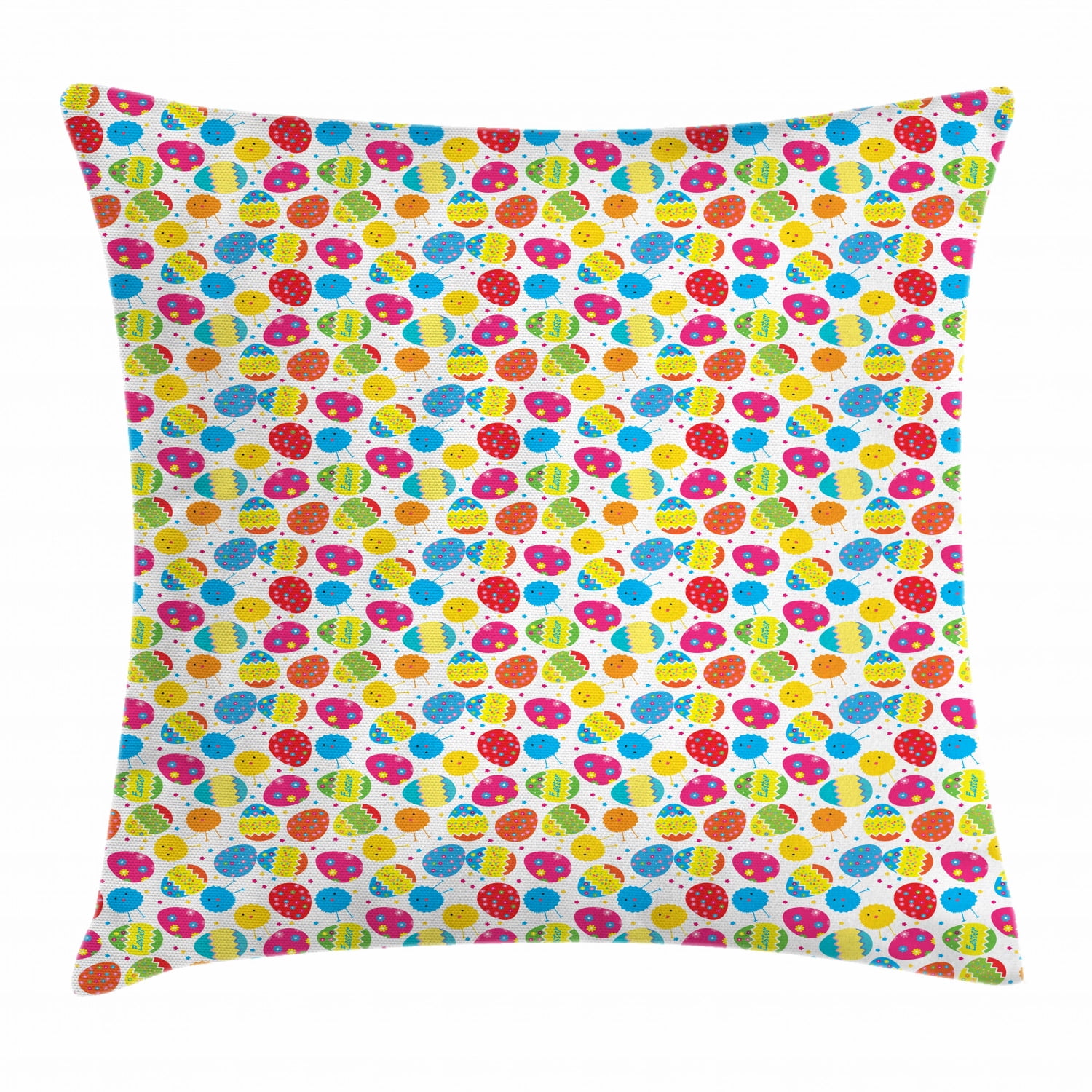 Easter Throw Pillow Cushion Cover, Cartoon Style Baby Chicken and Colorful Eggs with Little Daisy Blossoms and Zigzag, Decorative Square Accent Pillow Case, 18 X 18 Inches, Multicolor, by Ambesonne Easter Throw Pillow Cushion Cover, Cartoon Style Baby Chicken and Colorful Eggs with Little Daisy Blossoms and Zigzag, Decorative Square Accent Pillow Case, 18 X 18 Inches, Multicolor, by Ambesonne