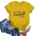 thumbnail image 4 of Yellow Women's Short Sleeve T-shirt, Don'T Forget To Smilee Today Women'S Letter Printed Shirt Short Sleeve Round Neck T Shirt Fashion Top Lightweight Soft Casual Summer Clothing Clothes,Women's Short, 4 of 5