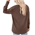 thumbnail image 4 of WREESH Womens Fashion Fleece Tunic Tops Solid Color V-Neck Button Loose Long Sleeve T-Shirt Pullover Coffee, 4 of 5