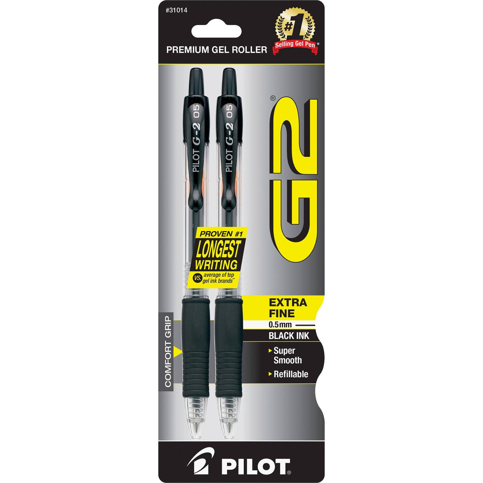 0.5mm Extra Fine 3x Black Pilot G-2 05 Retractable Gel Ink Rollerball Pens 
