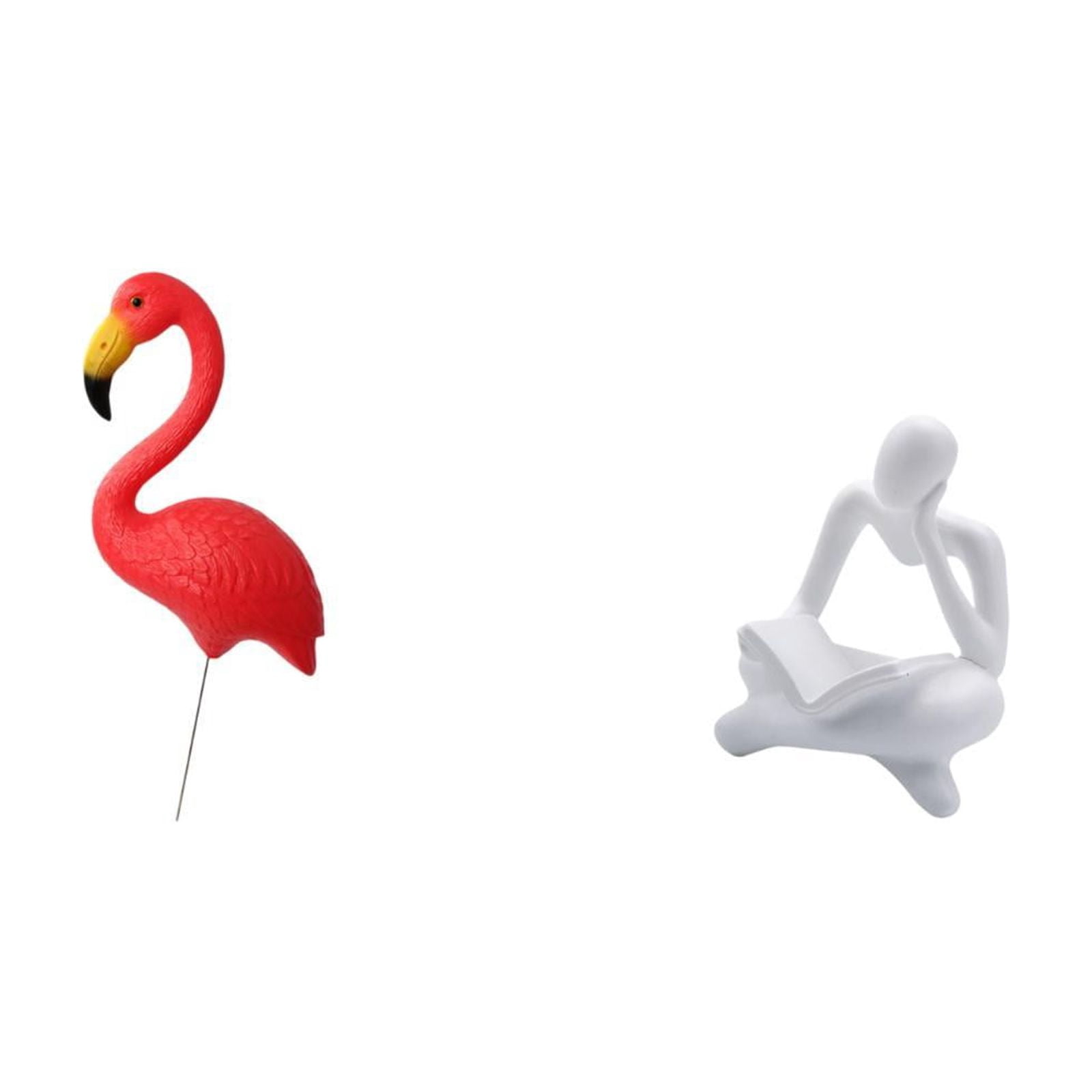 Miulika Flamingo Fairy Garden Sculpture Ornament for Holiday Spring Abstract Thinker Statue Decoration for Tabletop Living Room Shelf Office Bookshelf Yard Art