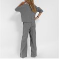 thumbnail image 7 of GILIGEGE Linen Sets for Women 2 Piece Summer Ladies' Casual Summer Solid Color Short Sleeved Cotton and Linen Top Loose Pants Set Wide Leg Pants Tracksuit Lounge Matching Sets Grey Xxl, 7 of 7