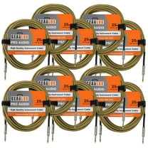 Gearlux Instrument/Guitar Cable, Tweed, 25 Foot - 10 Pack