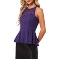 thumbnail image 4 of INSPIRE CHIC Lace Peplum Top for Women's Elegant Sweetheart Neck Sleeveless Tops L Dark Purple, 4 of 6