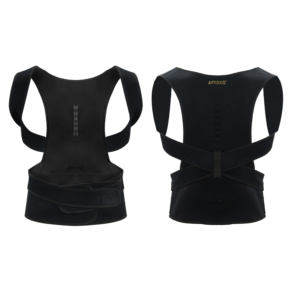 Wellco Large Back Brace Lumbar Support Shoulder Posture Corrector for Women/Men Back Pain Relief, Black