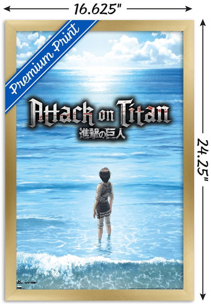 Attack on Titan: Season 3 - Ocean Wall Poster, 14.725" x 22.375", Framed