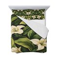 thumbnail image 7 of White Lily Flower Full Size Down Alternative Comforter, Lightweight Comforter Quilt Bedding Set with Pillow Shams Tropical Bloom Floral Green Leaf All Seasons Bed Comforter Duvet Insert 78"x90", 7 of 7