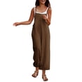 thumbnail image 3 of Sentmoon Sleeveless Rompers for Women Women Beach Outfits Sleeveless Solid Color Regular Fit Travel Jumpsuits for Women with Pockets Summer for Beach and Vacation, 3 of 6