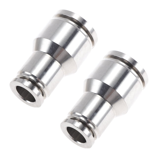 Conectores de Aire Push to Connect Unique Bargains 1/2"x5/16" Reducing Straight Air Line Quick Connector Acero Inoxidable 304 2 Pcs Tono Plateado