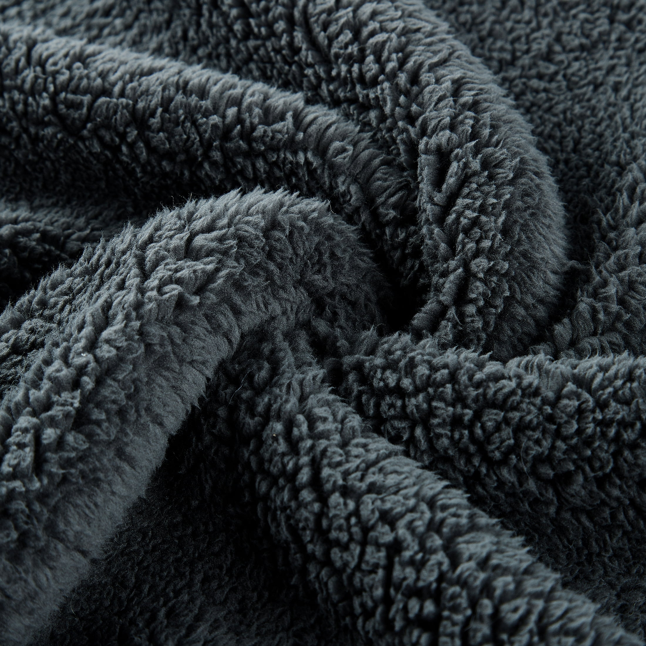 SoftLux Reversible 2 Tone Sherpa Dual Layer Throw Blanket 50 x 60 Recycled Polyester Dark Gray and Light Gray