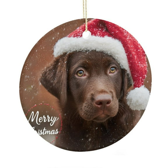 Christmas Ornament Chocolate Labrador Wearing An Christmas Hat Personalized Christmas Ornament Dogs in Santa Hat Best Gifts for Christmas Ornament Xmas Present