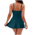 thumbnail image 4 of JSheng Swimming Suits for Women One Piece Fashion Women Solid Color Sexy Strap Bikini Swimsuit Dress Green L, 4 of 5