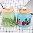 thumbnail image 6 of Meetco Cute Cat Ceramic Coffee Mug Lovely Kitty Bamboo Lid Stainless Steel Spoon Mug Gift 420 ml (Blue), 6 of 7