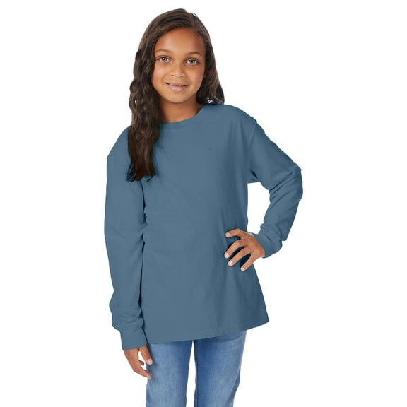 ComfortWash by Hanes - Youth Crew Long-Sleeve T-Shirt - GDH275 - SALTWATER - XL