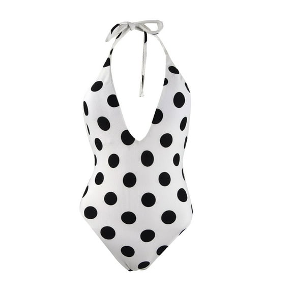 Bar III Women's Polka-Dotted Plunging One-Piece Swimsuit